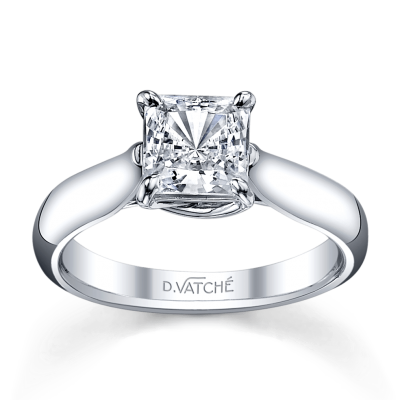 product image of princess cut solitaire diamond engagement ring in white metal from Vatche