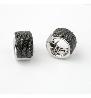 product image of black pave huggie hoops from Garavelli
