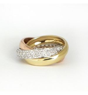 product image of three tone diamond rolling ring