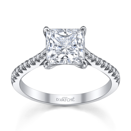 product image of princess cut accented diamond engagement ring in white metal from Vatche