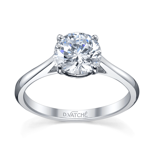 product image of round solitaire diamond engagement ring in white metal from Vatche