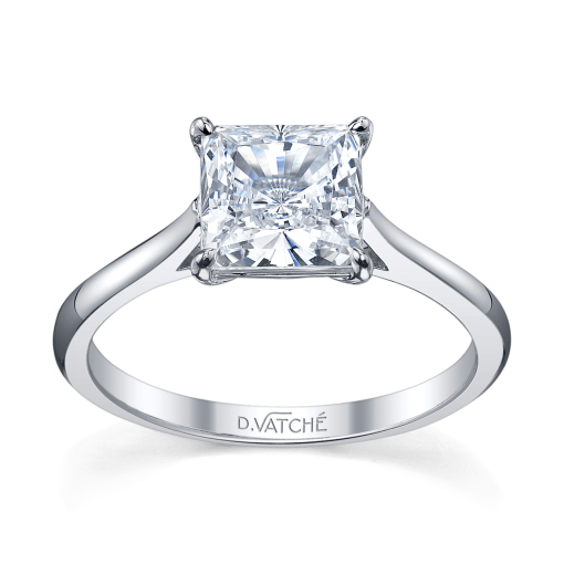 product image of princess cut solitaire diamond engagement ring in white metal from Vatche