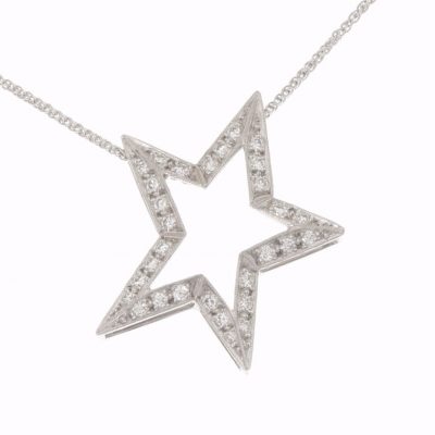 product image of white metal and diamond star pendant