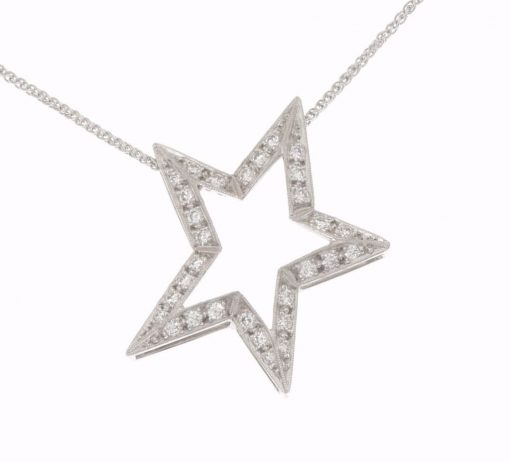 product image of white metal and diamond star pendant