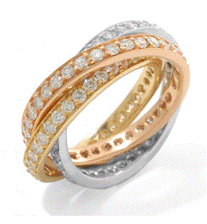 product image of diamond three-tone rolling ring