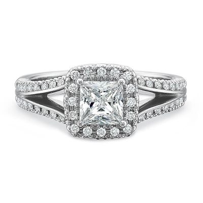 product image of split shank halo diamond engagement ring by Precision Set