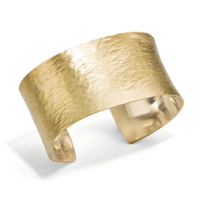 product image of yellow gold hammered cuff from Toby Pomeroy