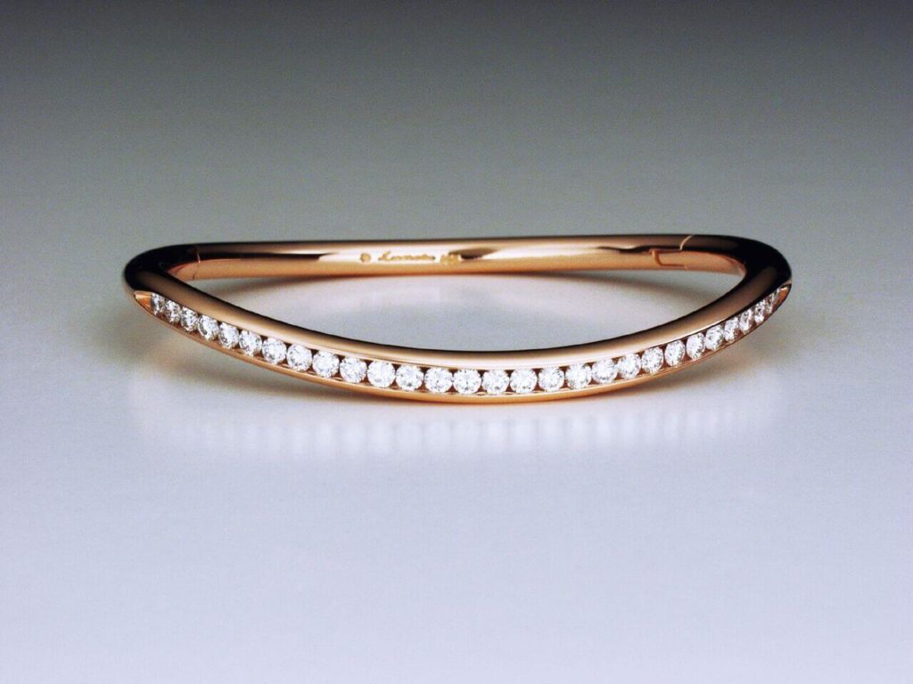 Pascal LaCroix Riviera Rose Gold Channel Set Curved Diamond Bangle ...