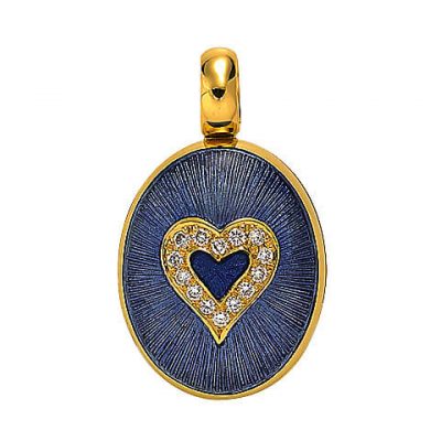 product image of blue enamel heart locket by Victor Mayer