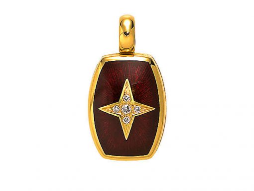 product image of red enamel locket with diamond star by Victor Mayer