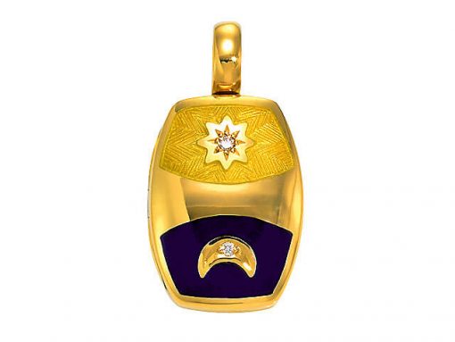 product image of blue and yellow star and moon locket by Victor Mayer