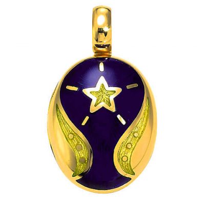 product image of blue enamel and yell gold locket with star by Victor Mayer