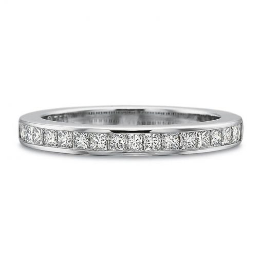 Product image of white gold channel set princess cut diamond band from Precision Set