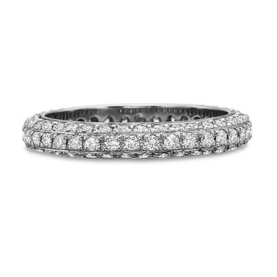 Product image of 3-sided white gold pave diamond eternity band by Precision Set