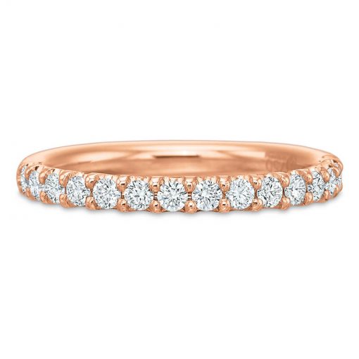 Product image of rose gold shared prong pave diamond eternity band by Precision Set