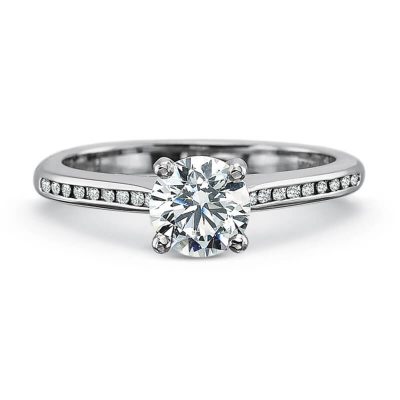 Product image of white gold channel-set engagement ring by Precision Set