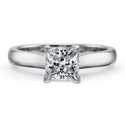 Product image of white gold Princess cut diamond solitaire engagement ring by Precision Set