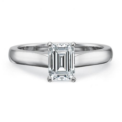 Product image of white gold emerald cut diamond solitaire engagement ring by Precision Set
