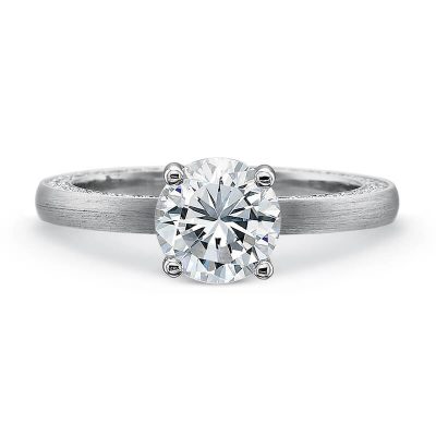 Product image of matte finish white gold solitaire engagement ring by Precision Set