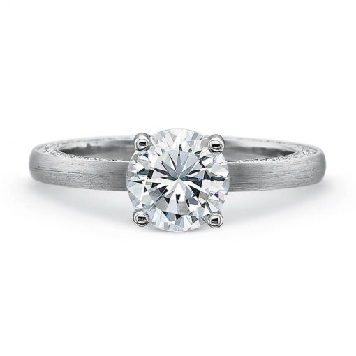 Product image of matte finish white gold solitaire engagement ring by Precision Set