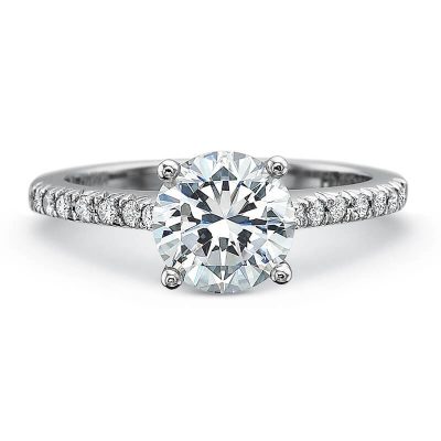 Product image of white gold accented diamond engagement ring by Precision Set