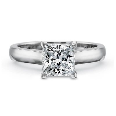 Product image of white gold princess cut diamond solitaire engagement ring by Precision Set