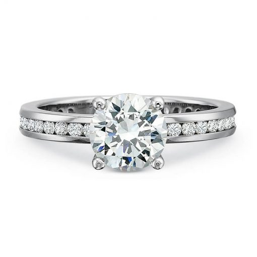 Product image of white gold channel set round diamond engagement ring by Precision Set