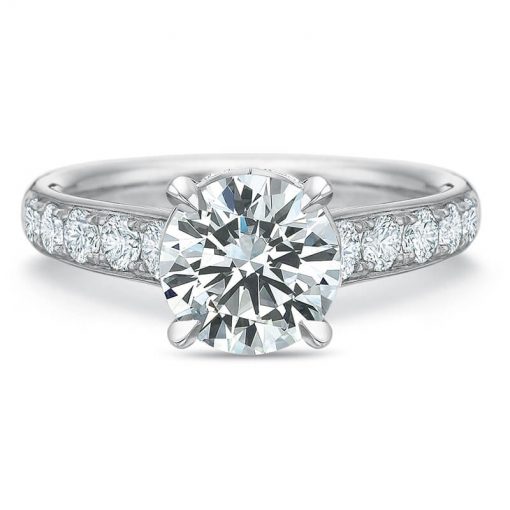 Product image of white gold accented round diamond engagement ring by Precision Set