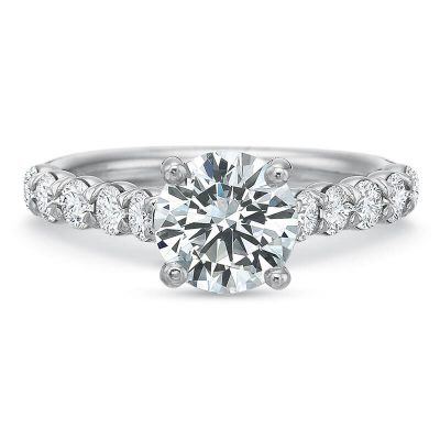 Product image of white gold accented round engagement ring by Precision Set