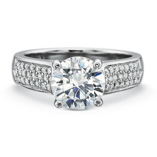 Product image of white gold wide band accented engagement ring by Precision Set