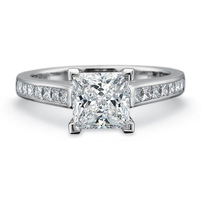 product image of channel-set princess cut diamond engagement ring by Precision Set