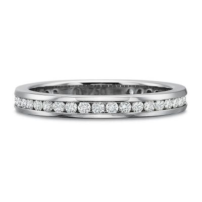 Product image of white gold channel-set diamond eternity band by Precision Set