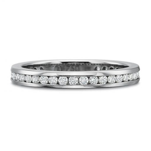 Product image of white gold channel-set diamond eternity band by Precision Set