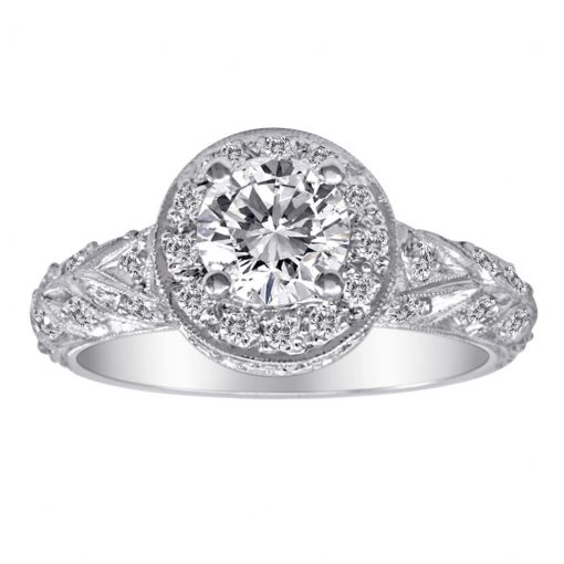 product image of round diamond engagement ring with halo