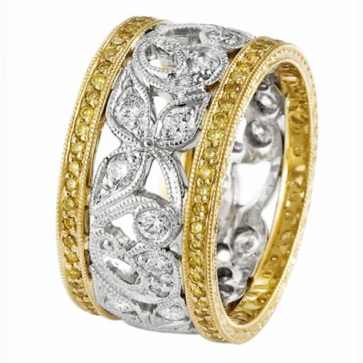 product image of Fancy Yellow Diamond Fashion Ring with Floral Pattern from Renaissance Platinum