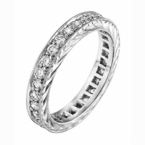product image of bead-set diamond eternity band from Renaissance Platinum