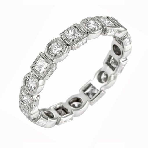 product image of diamond eternity band with princess cuts and round cuts by Renaissance Platinum