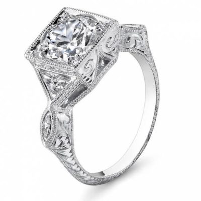 product image of Square Illusion Set Diamond Engagement Ring from Renaissance Platinum