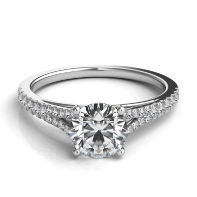 product image of round diamond split shank engagement ring