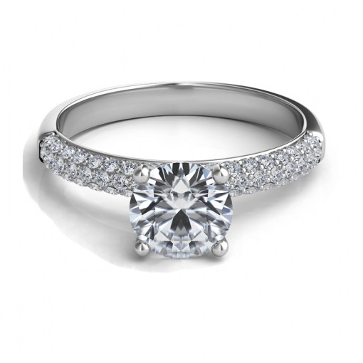 product image of diamond engagement ring with 3-row diamond shank from Sasha Primak