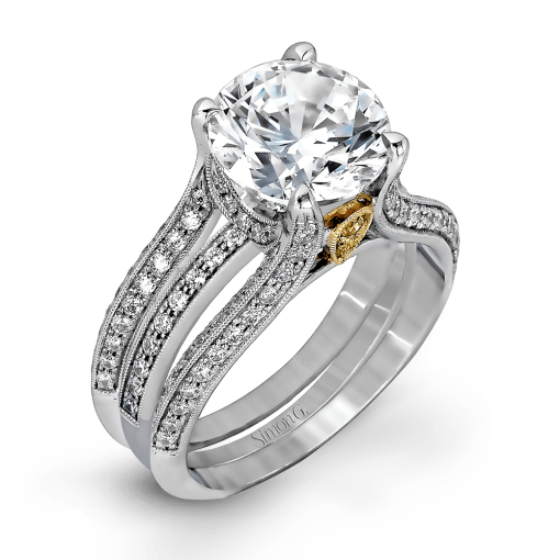 product image of triple-split shank diamond engagement ring from Simon G.