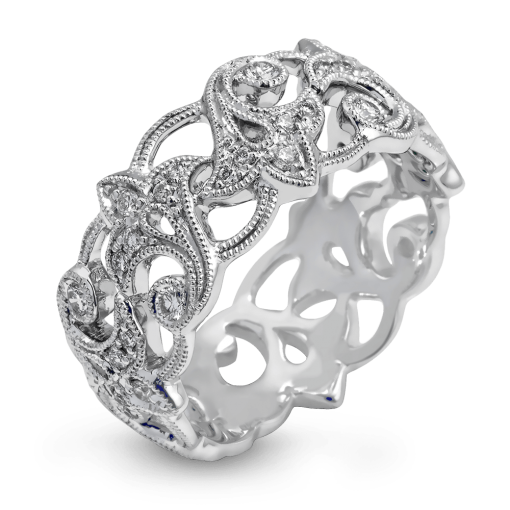 product image of fleur de lis motif diamond band by Simon G.