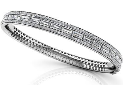 product image of mixed-cut diamond hinged bangle bracelet