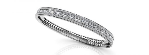 product image of mixed-cut diamond hinged bangle bracelet