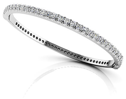 product image of round diamond hinged bangle bracelet