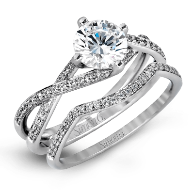 product image of diamond crisscross band wedding set by Simon G.