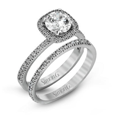 product image of diamond wedding set with halo by Simon G.