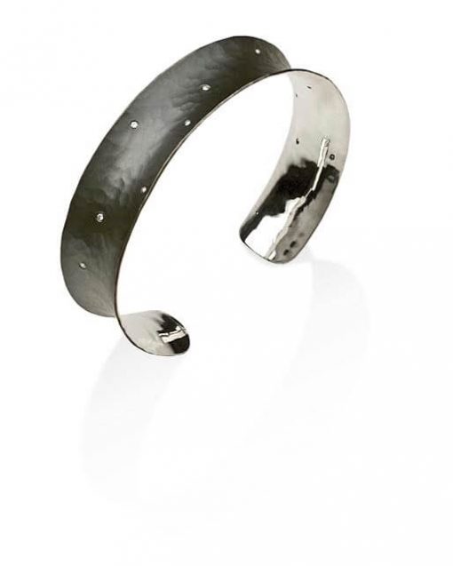 product image of blackened silver hammered cuff with diamonds from Toby Pomeroy