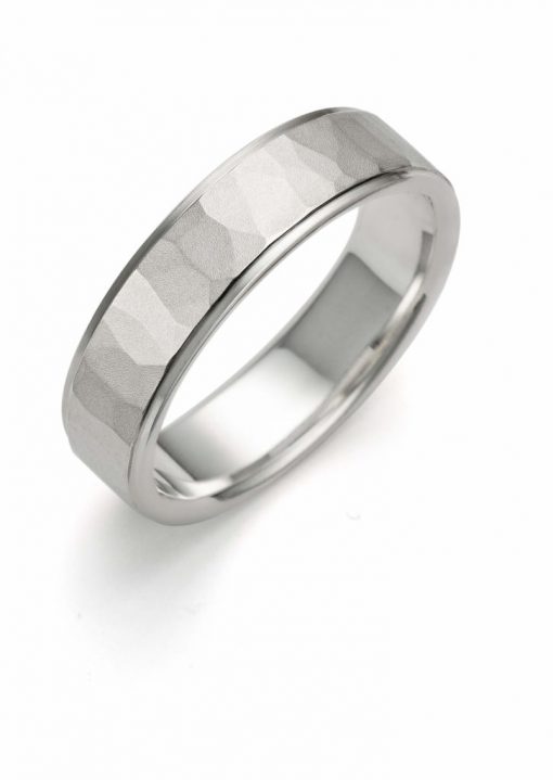 product image of white hammered band with polished edges from Toby Pomeroy