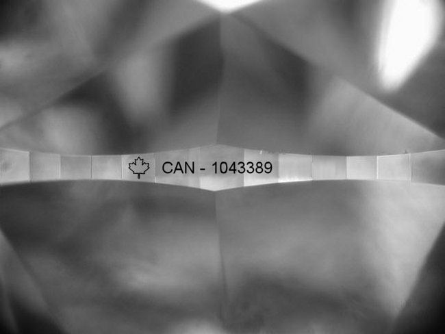 up close image of CanadaMark engraving on diamond